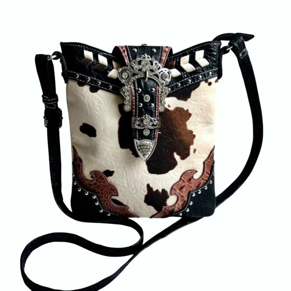 Cowgirl Trendy Adjustable Crossbody Bag w/ Bling & Concealed Pocket